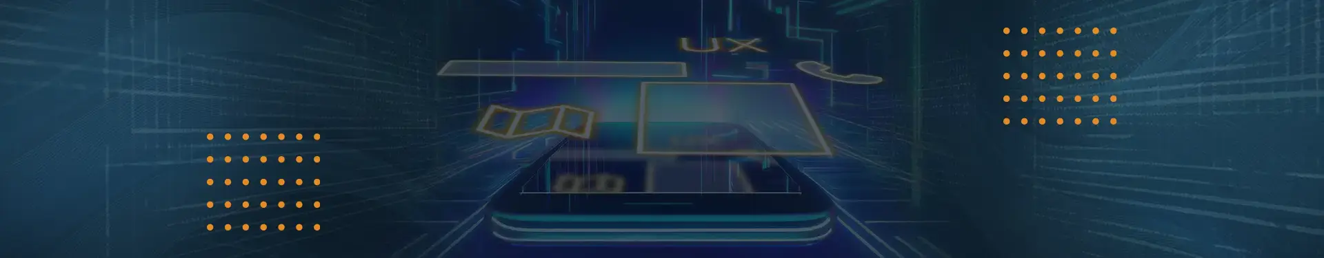 Headerbild: UX-Design und mobiles responsives Layout auf einem Smartphone visualisieren Webseiten-Entwicklung.